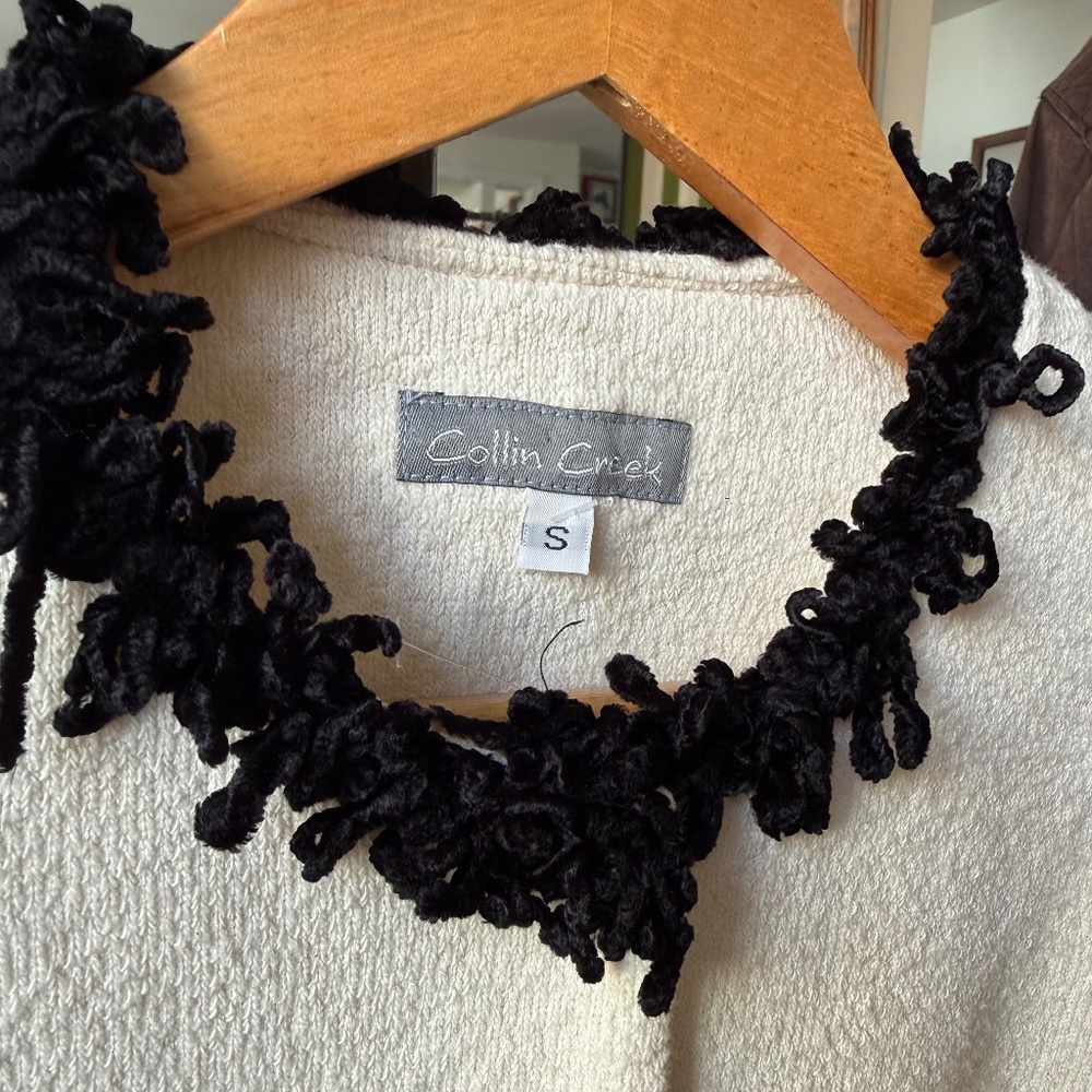 Vintage Cream and Black Button Down Jacket